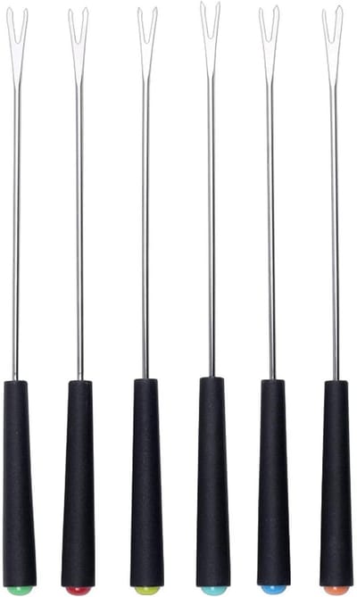 Allecto - Fonduevorken - Set van 6 - Hittebestendig - Zilver - Roestvrij staal - Geschikt voor kaas, chocolade, vlees en marshmallows - 24 cm