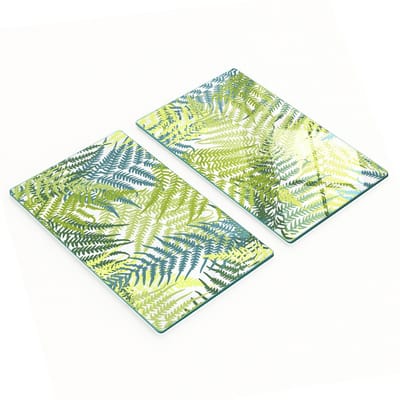 Decoratieve glazen snij- en serveerplanken met varenmotief, 2x30x52 cm