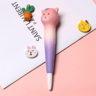 Squishy Pennen Schattig Zacht Verlicht Stress Soepeler Schrijven Kawaii Gelinkt Pen voor Vakantiecadeaus Schoolbenodigdheden Pink Bear