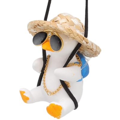 Pendentif de Voiture Canard à Bascule Suspendu Mignon Décoration de Voiture Canard à Bascule pour Rétroviseur de Voiture Lunettes de Soleil Chaîne Dorée black
