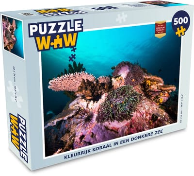 Puzzel Kleurrijk koraal in een donkere zee - Legpuzzel - Puzzel 500 stukjes