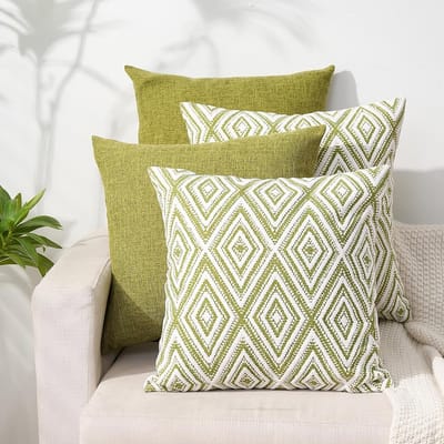 Set van 4 Decoratieve Kussenhoezen Geometrisch Ontwerp voor Bank en Woonkamer, 50x50 cm, Groen