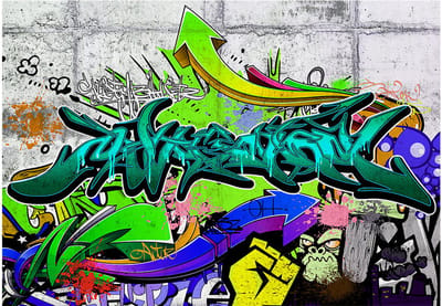 Fotobehangkoning - Behang - Vliesbehang - Fotobehang Muurschildering - Grafitti - Colours of a City - 150 x 105 cm