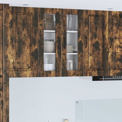 vidaXL - Wandglas - Kasten - PORTO - Rook - Eiken - 60 - x - 31 - x - 80 - cm - Bewerkt - hout