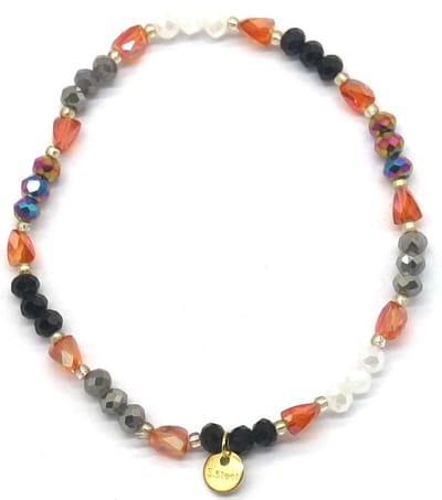 Armband Dames - Glaskralen en RVS - Elastisch - Multicolor