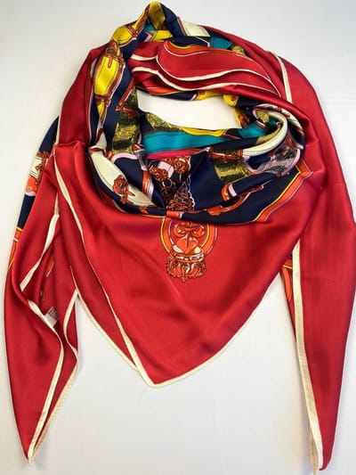 Vierkante sjaal met kleuren 130 x 130 cm / 70% viscose met 30 % zijde (glad materiaal)
