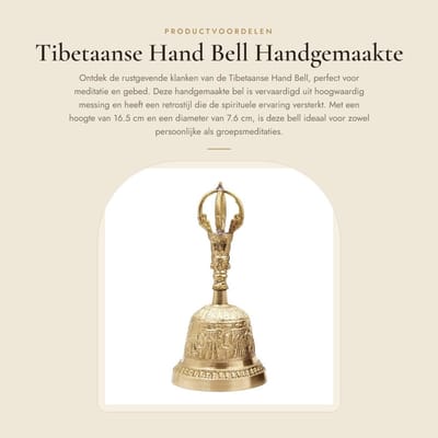 Dailygoods- Handbel Messing - Handgemaakte Bell - Boeddhistische Bell - Meditatie Alarm - 7.6*16.5cm - Sterk en Duurzaam - Meditatiebel