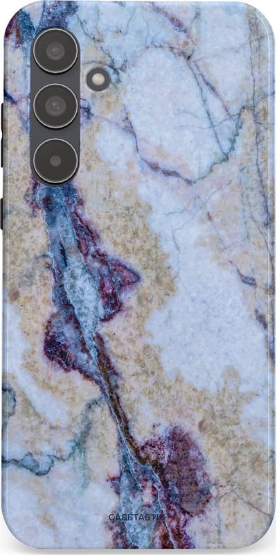 Casetastic hoesje geschikt voor Samsung Galaxy A55 - Dubbellaagse bescherming - Diepzee Marmer - Fashion Case - Blauw Zand