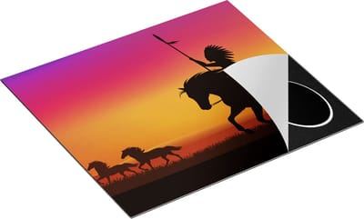 Chefcare Inductie Beschermer Silhouet van een Indiaan op een Paard - 60x50 cm - Afdekplaat Inductie - Kookplaat Beschermer - Inductie Mat