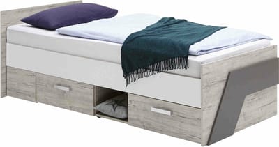 Eenpersoonsbed Lando Wit - Zandeiken - Hoogte 69.5 cm