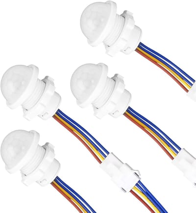 4-delige Bewegingssensor Lichtschakelaar met PIR Infrarood Sensor en 30s Tijdvertraging voor Wand- en Plafondmontage van LED Strips, Ideaal voor Kasten, Trappen en Opslagruimtes (85-265V, 40W)