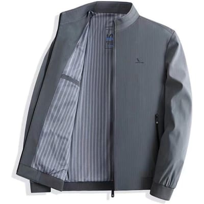 Heren Papa Lentejas Nieuwe Effen Kleur Casual Opstaande Kraag Jas Middelbare Leeftijd Heren Korte Top 4XL
