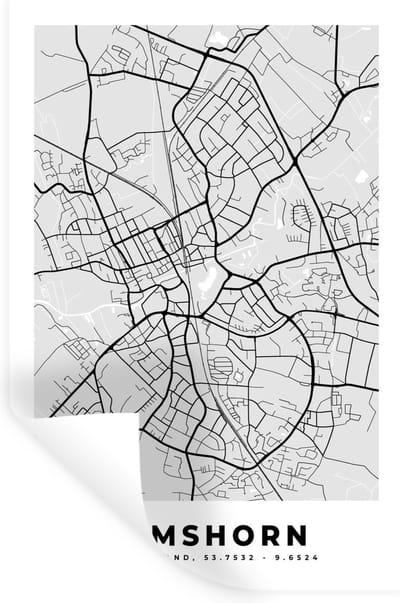 Muurstickers - Sticker Folie - Duitsland - Stadskaart - Plattegrond - Elmshorn - Kaart - 20x30 cm - Plakfolie - Muurstickers Kinderkamer - Zelfklevend Behang - Zelfklevend behangpapier - Stickerfolie