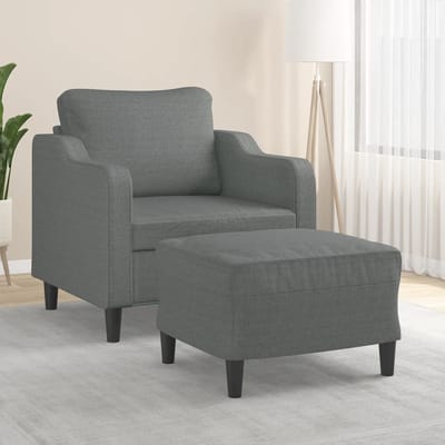 vidaXL - Fauteuil - met - voetenbank - 60 - cm - stof - donkergrijs