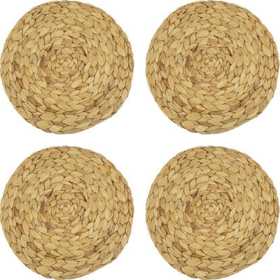 Krumble Placemats - Set van 4 - Rotan placemat - Onderlegger - Tafelbeschermer - Tafeldecoratie - Geweven - Rond - Diameter 30 cm - Lichtbruin