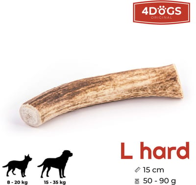 4DOGS – Kauwspeelgoed van hertengewei R-Line – Maat L – Hard – Natuurlijk