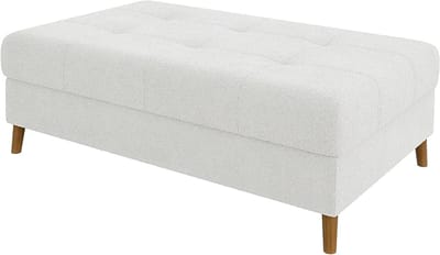 Zitkruk voetenbank - Poef bankje - Woonkamer comfort - Boucle stof massief hout - 118 x 73 x 40 cm
