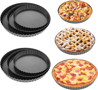 6-delige taartvorm set met hefbodem en anti-aanbaklaag - Perfect voor quiche, taart en meer