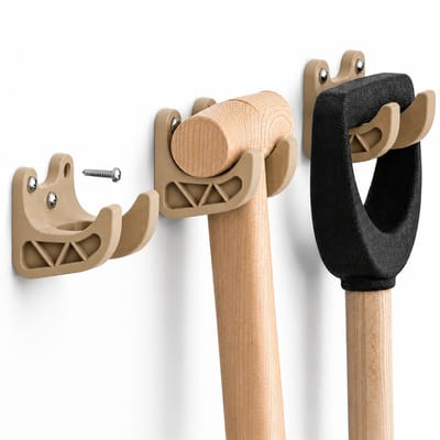 3 Stuks Universele Tuinhouder – Wandhaak voor Tuingereedschap – Bezemhouder – Schophouder – Tot 35 mm Steel – Oak
