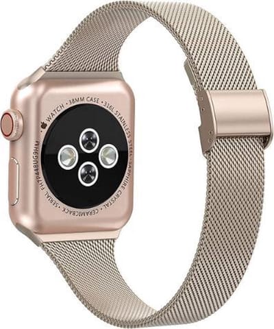 Scoby - Horlogebandje - Smartwatch Band - Geschikt voor Apple Watch Series 1/2/3/4/5/6/SE - Magnetische Sluiting - Stijlvol - Elegant - 38/40 MM - Champagne