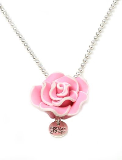 Heaven Eleven - RVS - roze fimo klei bloemen handgemaakt - 74cm