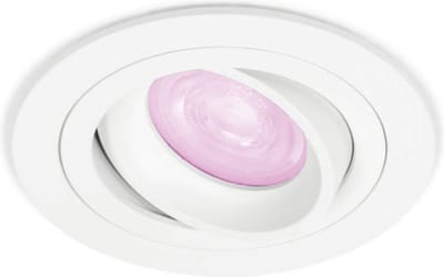 Inbouwspot Demus met Philips HUE White and Color - spotje - Wit - rond - Voor binnen / woonkamer / keuken / slaapkamer - IP20 - GU10 - Buitendiameter: 92MM - boorgat: 80-86MM - min. Inbouwdiepte: 70MM
