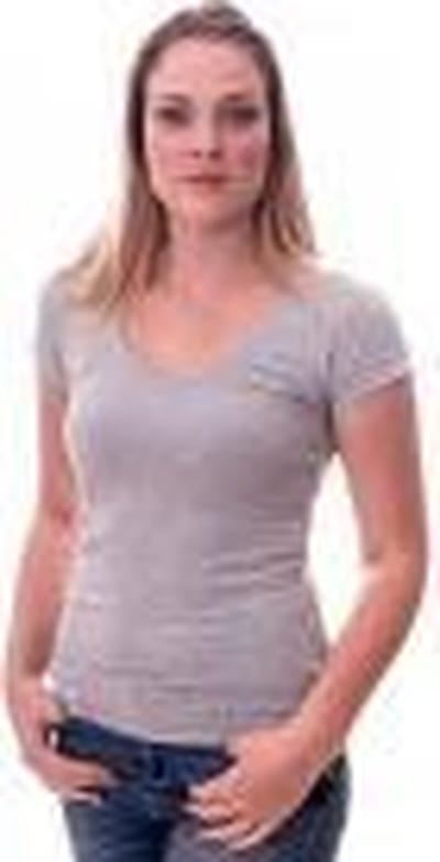 Claesen's® - Dames V-Neck T-Shirt Grijs SSN 8010-Grey Melee-M