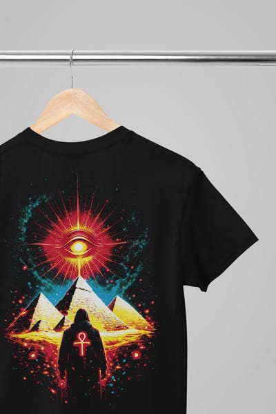 Oversized shirt - Egyptian ankh - Wurban Wear | Draak | Anime streetwear | Asian streetwear | Streetwear | Geisha | Techno outfit | Fantasy shirt | Gym shirt | y2k | Tattoo | Urban | Grote maten | Japanese mythology | Samurai | Zwart