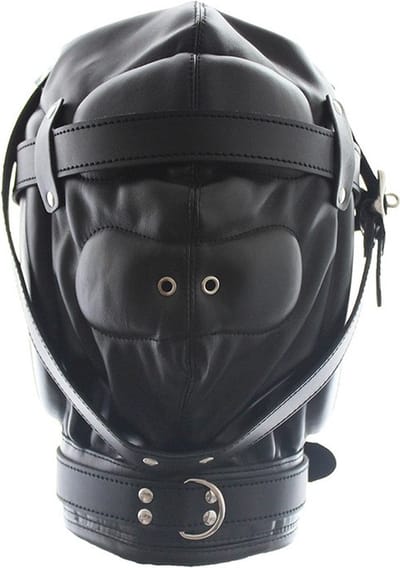 Nooitmeersaai - PU leren hoofdmasker met kussens - zwart
