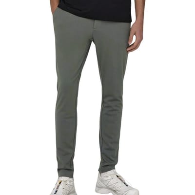 Only & Sons grijze heren broek   Slim Fit   Steekzakken   Knoop- en ritssluiting   Regular waist Grijs 28/32