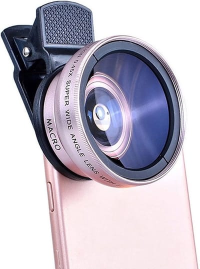 2-in-1 Camera Lens Kit voor Mobiele Telefoon - 0.45x Groothoeklens en Macro Lens - Geschikt voor Alle telefoontypes-Roségouden set