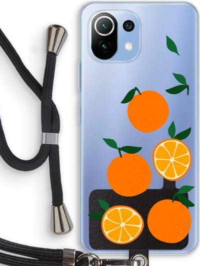 Case Company® - Hoesje met koord geschikt voor Xiaomi Mi 11 Lite hoesje met Koord - Will you be my clementine - Telefoonhoesje met Zwart Koord - Bescherming aan alle Kanten en Over de Schermrand