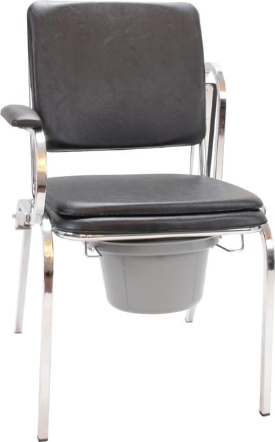 Closetstoel met Emmer – Toiletstoel met Armleuning – Comfortabele WC Stoel voor Thuiszorg – Gepolsterde Zitting – Max 100 kg