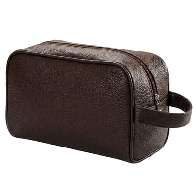 Donkerbruine toilet tas dames heren compacte reistas toilettas met ritssluiting en handvat opberg tas voor cosmetica toiletartikelen en reis accessoires