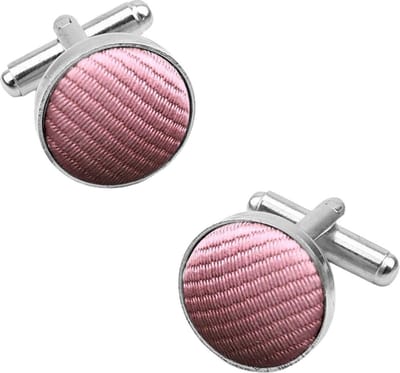 Fako Bijoux® - Manchetknopen - Staal & Streep - Ø 16mm - Roze