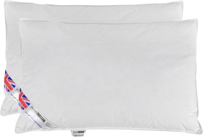 Homescapes Hoofdkussens 50x70 cm – Set van 2 – Medium Zacht – 100% Eendenveren – Anti-Allergisch – Voor Zijslaper & Nekklachten – Oeko‑Tex Gecertificeerd