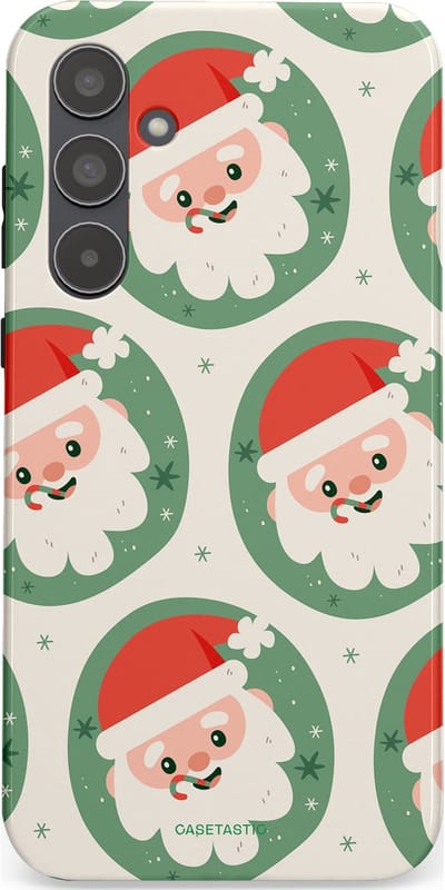 Casetastic hoesje geschikt voor Samsung Galaxy A55 - Dubbellaagse bescherming - Zuurstok Groen Witte Kerstman - Fashion Case - Wit Saliegroen Crème Terracotta