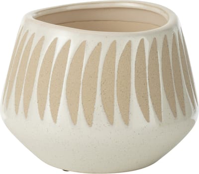 J-Line bloempot Kai - keramiek - beige/wit - large - Ø 20 cm