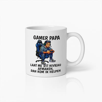 Gamer Papa Mok – Grappige Gaming Koffiebeker – Perfect Cadeau voor Vaders die van Videospellen Houden