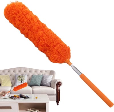 Telescopische Plumeau - Stofborstel Vezels - Huis Reinigen - Uittrekbaar Ontwerp - 38 cm - Oranje