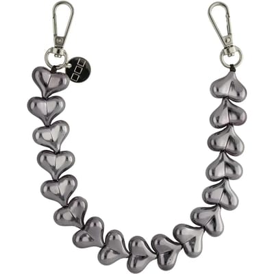 123watches Telefoonkoord Heart - chrome zwart - zilver - Geschikt voor iPhone en andere smartphones