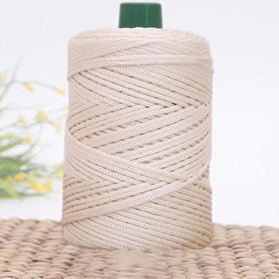Fil à crocheter d'été, corde à glace, fil de 3 mm pour tricot à la main, sac, chapeaux de soleil, chaussures, tissé, bricolage, coussin en soie, épaisseur moyenne, environ 200 m beige