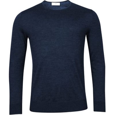Thomas Maine Trui Ronde Hals Single Knit Merino Wool Dark Jeans / male