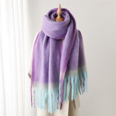 Dames Cashmere Zacht Effen Kleur Sjaal Winter Warm Verdikt Kwastje Pashmina Veelzijdig Pluche Nekbeschermer Neckerchief One Size gray