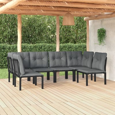 vidaXL - 6-delige - Loungeset - poly - rattan - zwart - en - grijs