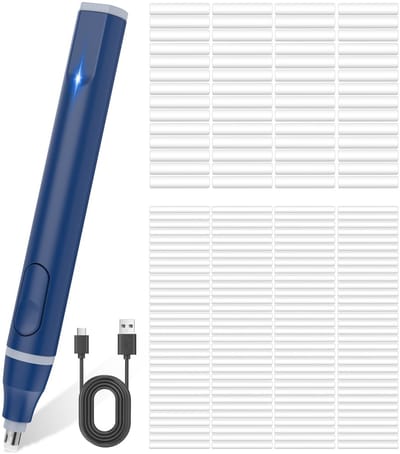 Dailygoods - Elektrische Gum, USB C Oplaadbaar Potlood Rubber met 220 Navullingen - Blauw