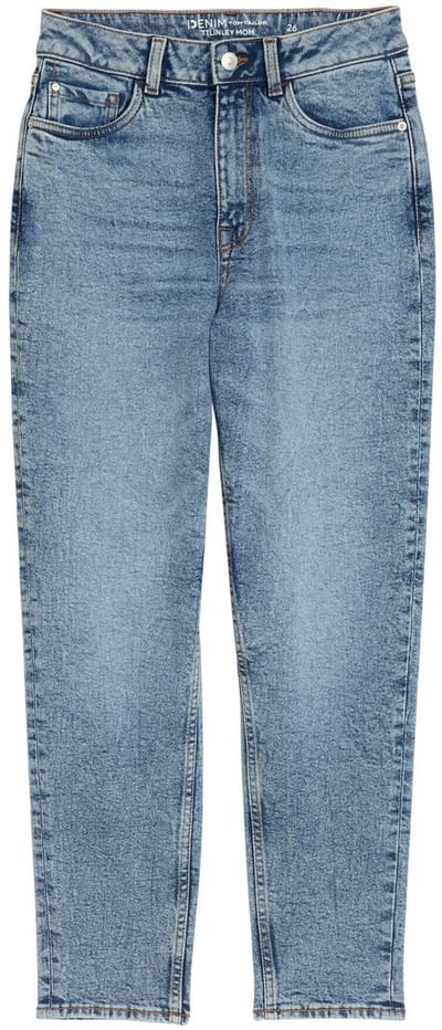 Tom Tailor Denim - TTLINLEY MOM-jeans met hoge taille en enkellengte - Maat 31 - Used Mid Stone Blue Denim