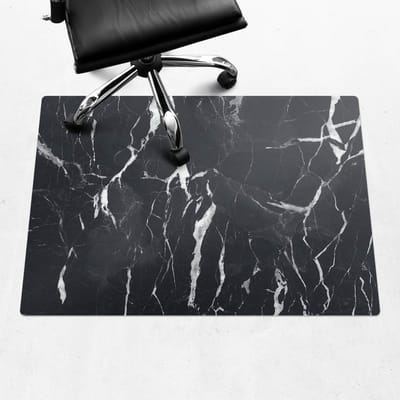Wallfluent - Vloerbeschermer Marmeren Aderen - 100x70 cm - Zwart En Wit Bureau Stoel Mat - Rechthoekig - Vloerbeschermer Groot-Stoel Mat-Kantoordecoraties - Organisch marmerpatroon