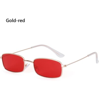 Lunettes de Soleil Rétro Petit Rectangle pour Dames Lunettes de Soleil Couleur Bonbon Classique Verre Transparent Monture Métallique Lunettes de Soleil Protection UV400 Lunettes
