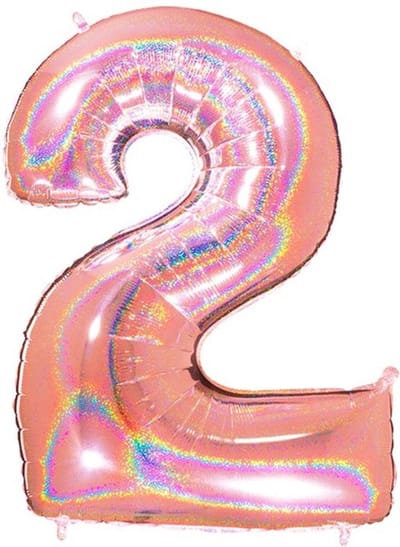 Folieballon Cijfer 2 Glitter Rose Gold (102cm)
